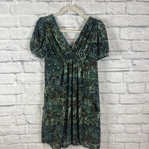 Eliza J New York Boho Forest Fairy Short Sleeve Balloon Hem Dress Size 6  Y2K
